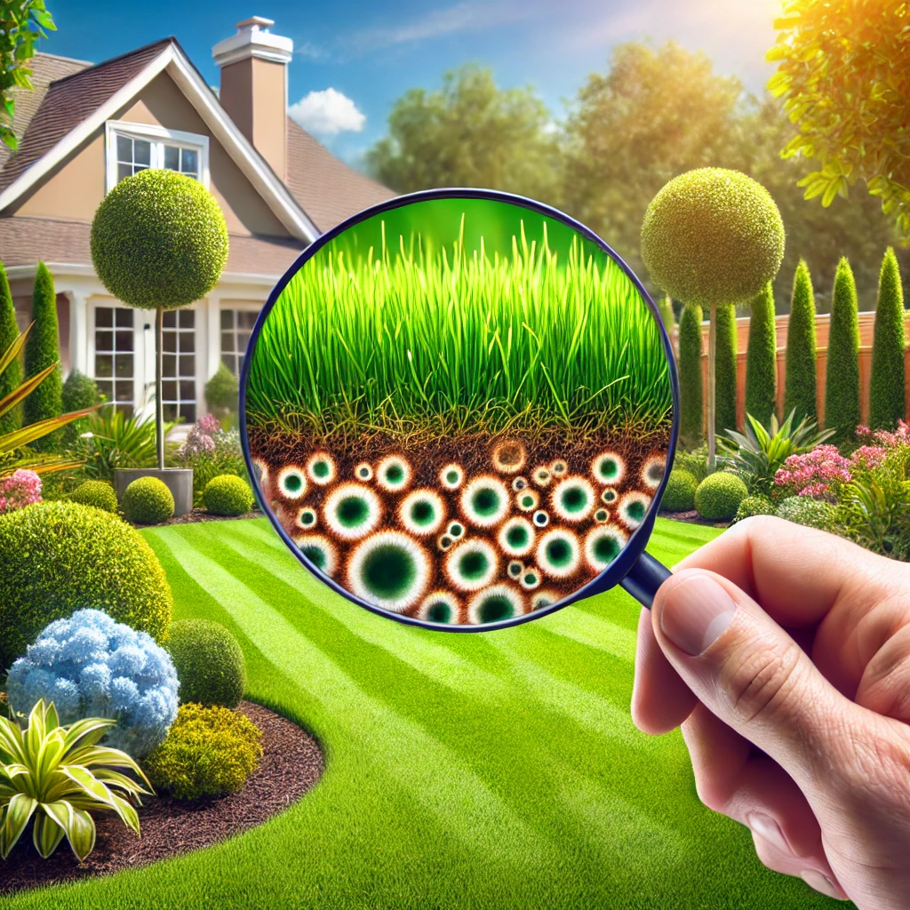 Lawn fungus patch on turf